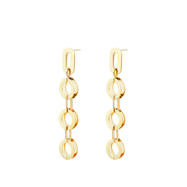gold long round elements earrings