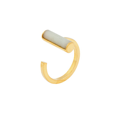 gold open amazonite cylinder ring