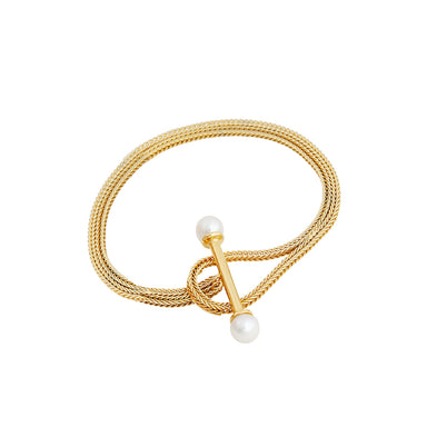 goldplated sans bracelet with t-lock and pearl