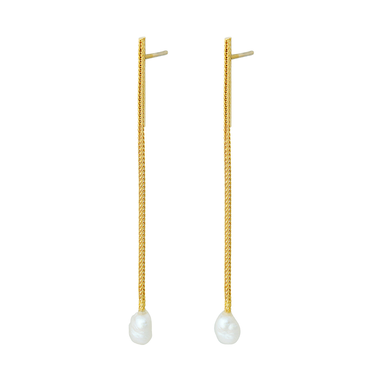 goldplated sans earrings with baroque pearl