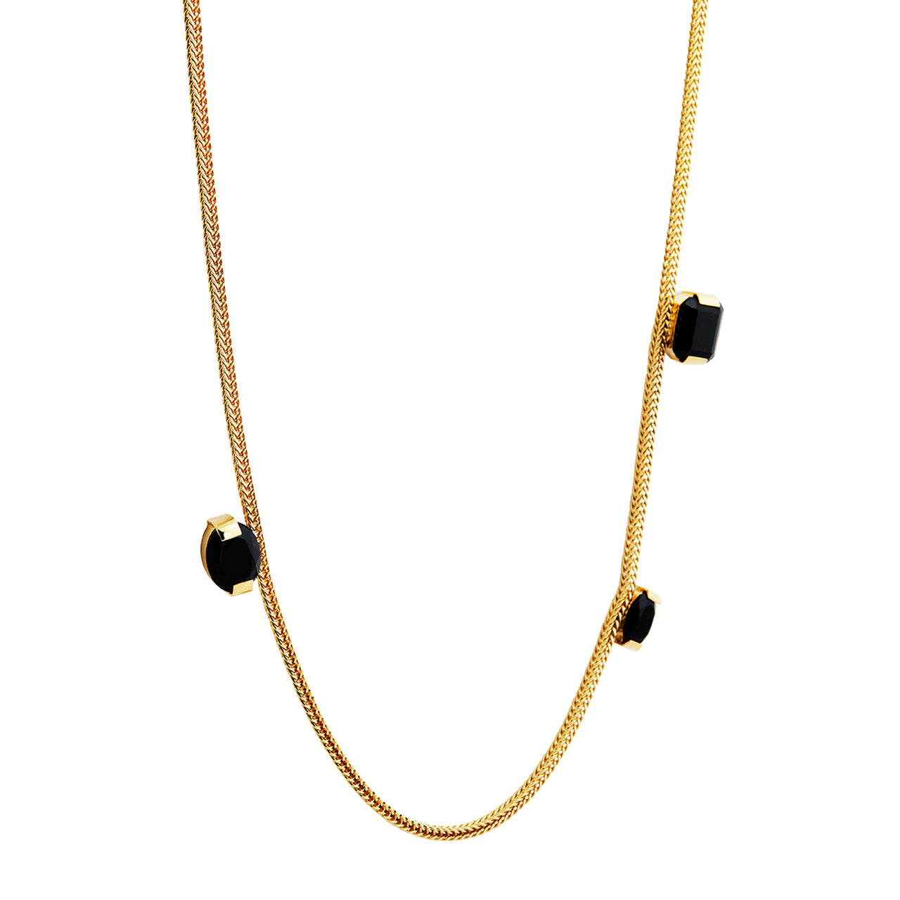 goldplated serif necklace with onyx