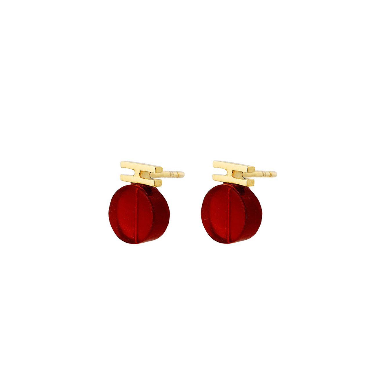 goldplated slab studs with carnelian agate