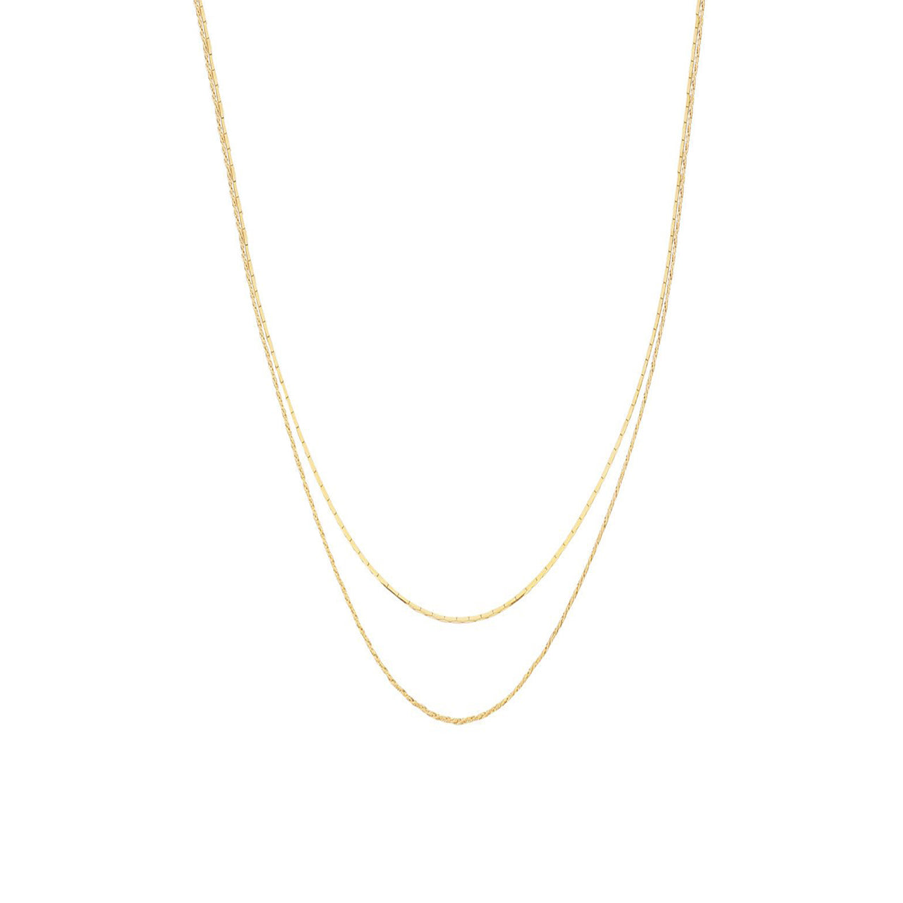 gold simple layered duo necklace