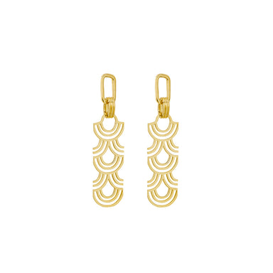 gold statement arched pattern earrings