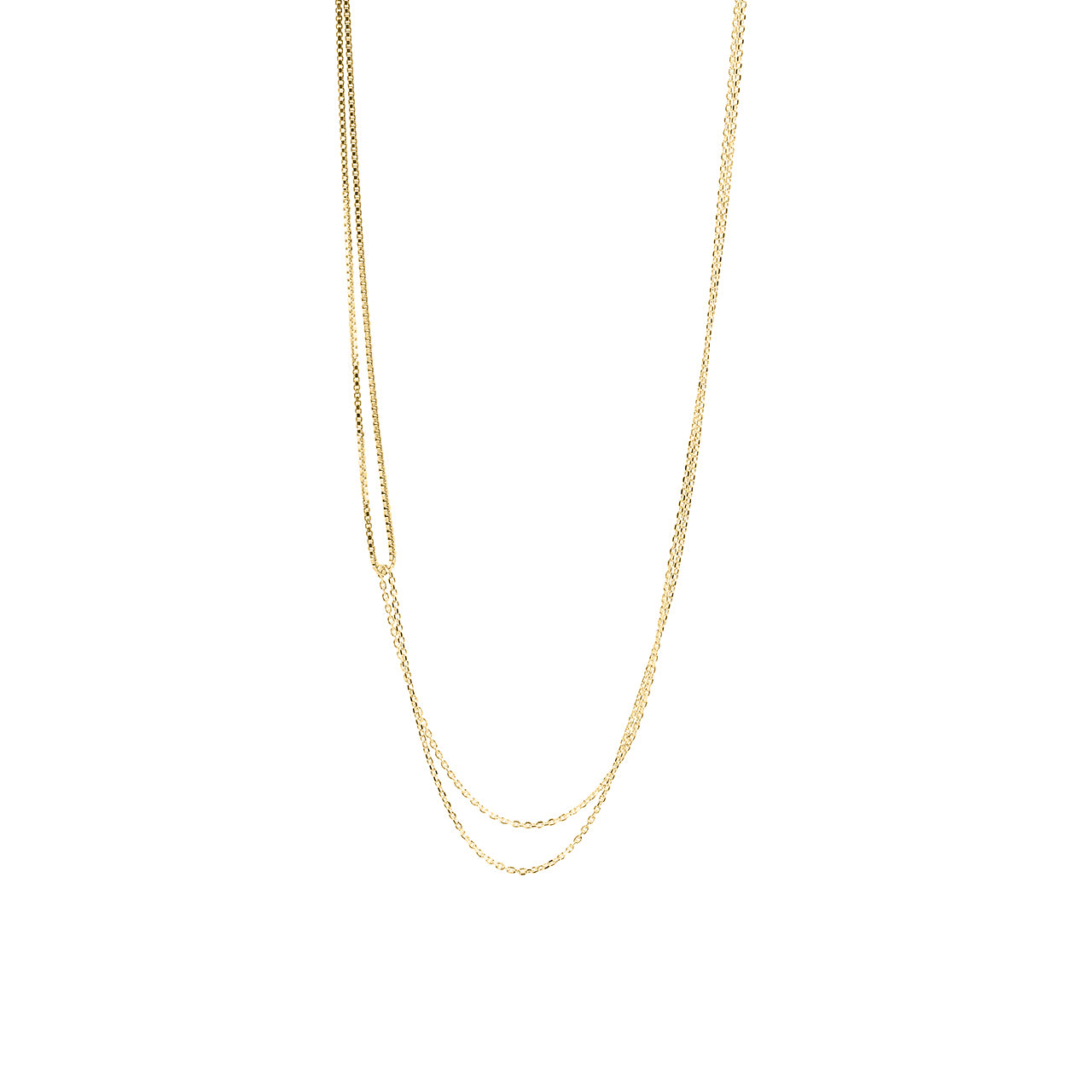 gold two looped chain necklace