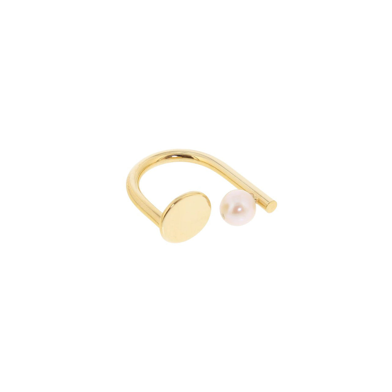 gold u-shape pearl ring