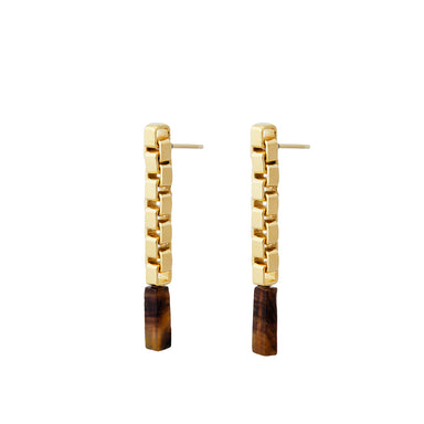 gold venetian chain agate earrings
