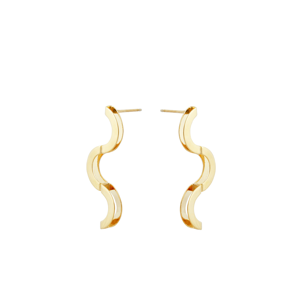 gold wavy stud earrings