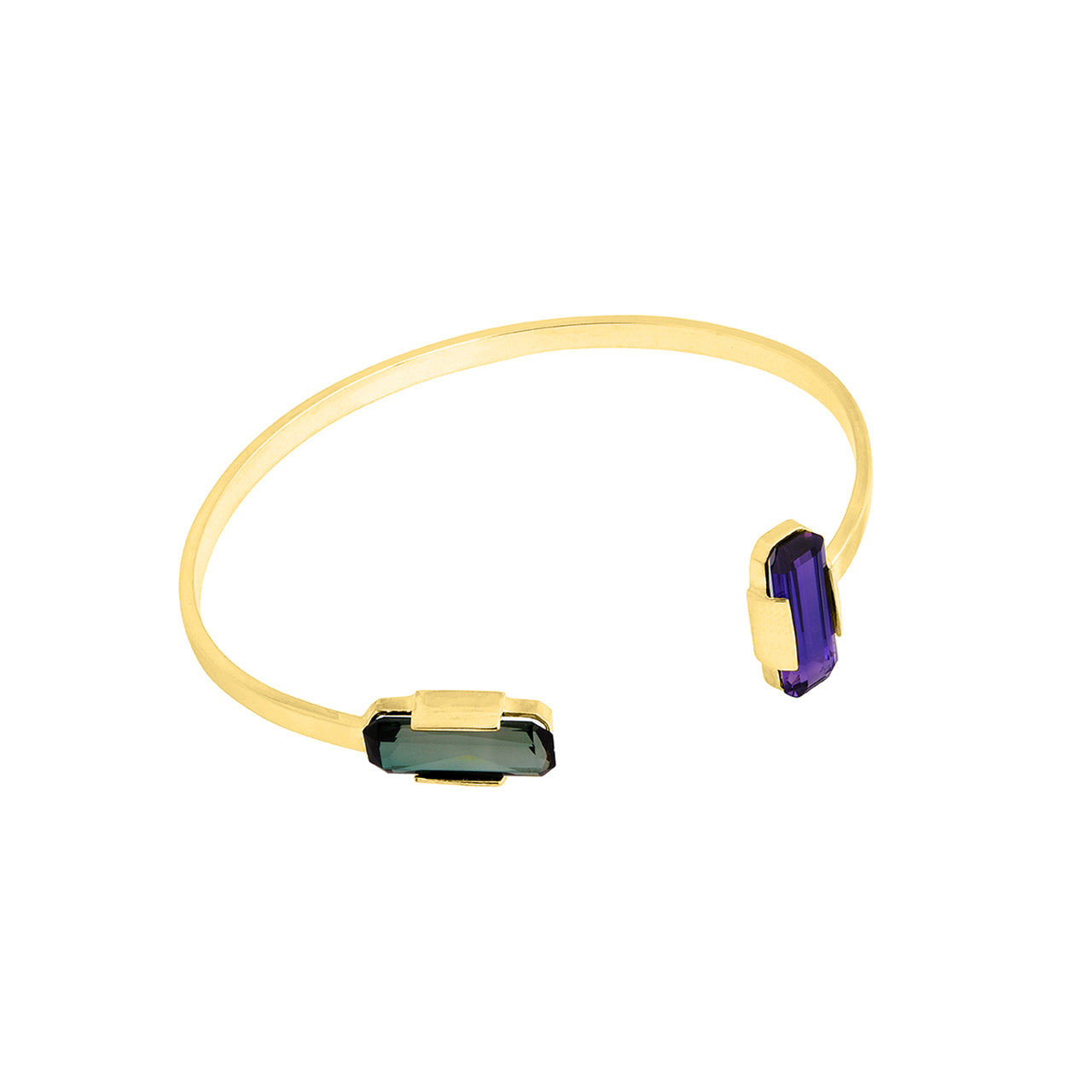 goldplated apex bracelet with vintage purple and green stones