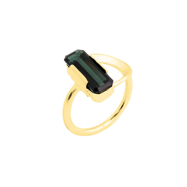goldplated apex ring with vintage green stone
