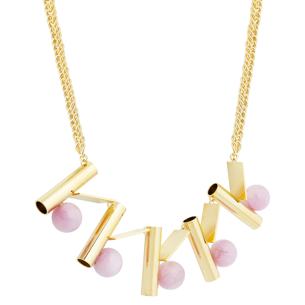goldplated bold necklace with kunzite