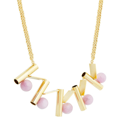 goldplated bold necklace with kunzite
