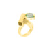 goldplated caps ring with vintage green stone