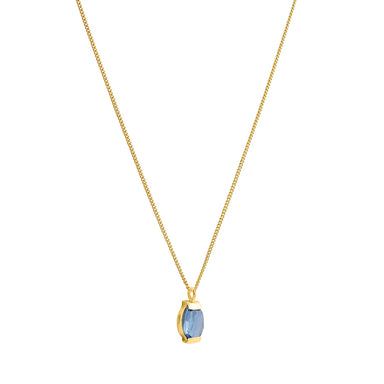 goldplated colon necklace with vintage blue stone