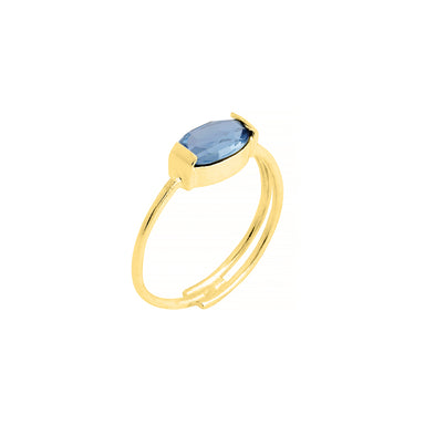goldplated colon ring with vintage blue stone