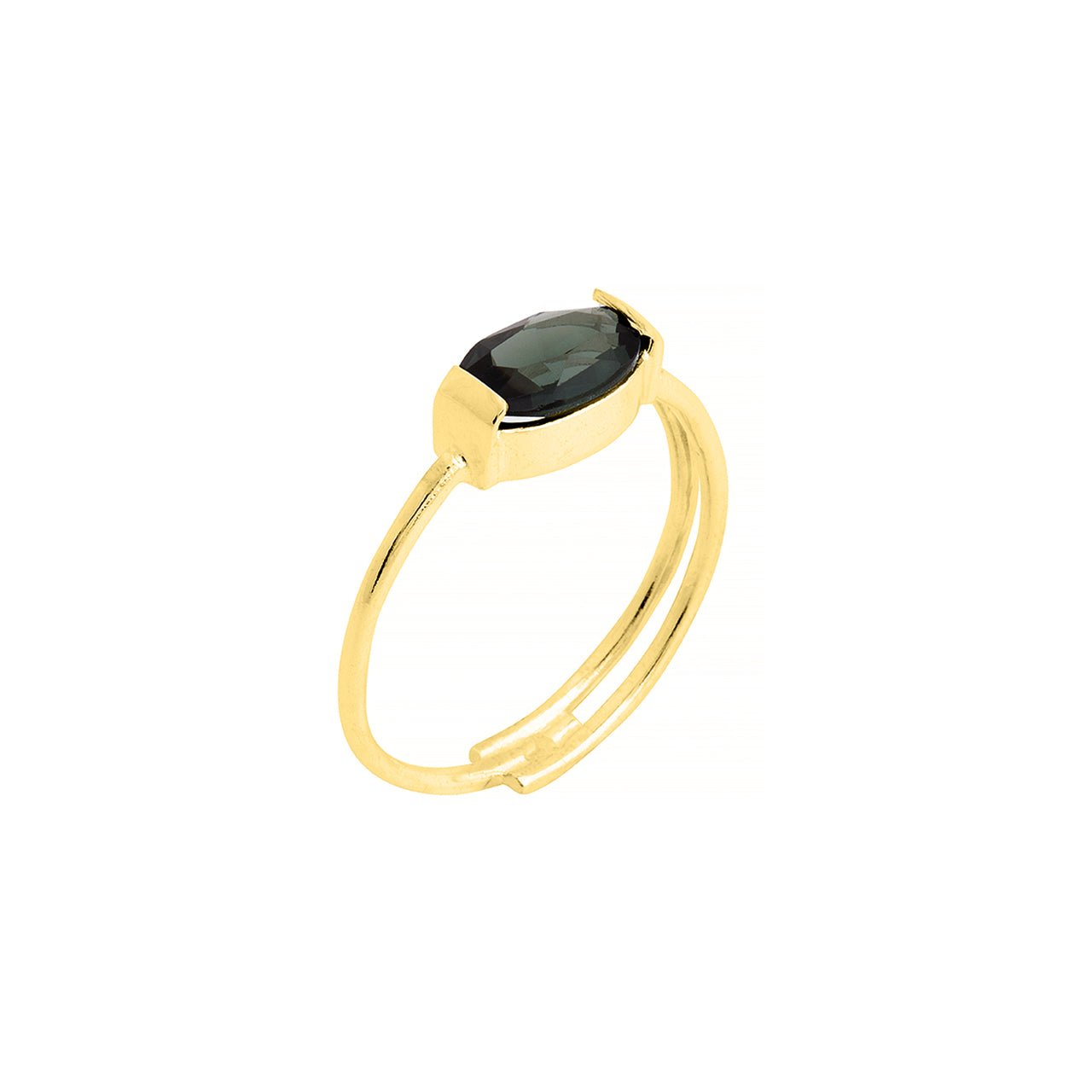 goldplated colon ring with vintage green stone