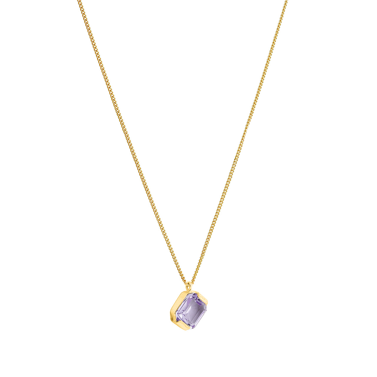 goldplated dash necklace with vintage purple stone