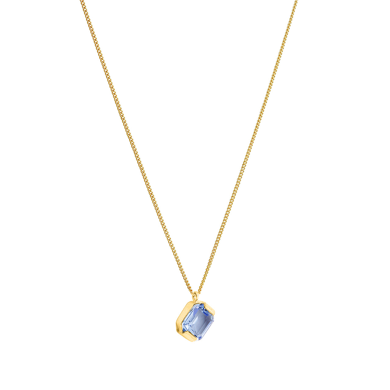 goldplated dash necklace with vintage blue stone