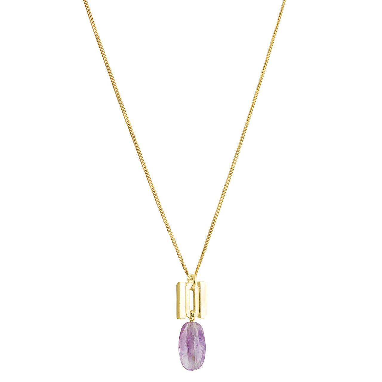 goldplated equal necklace with amethyst