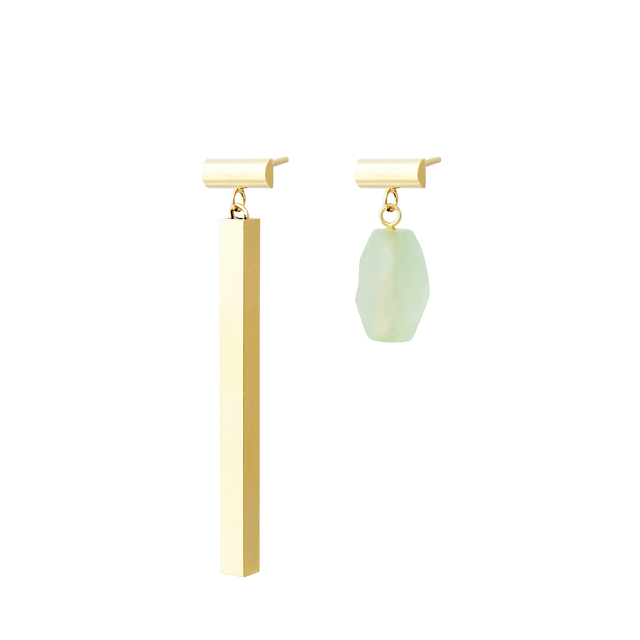 goldplated slash earrings with jade
