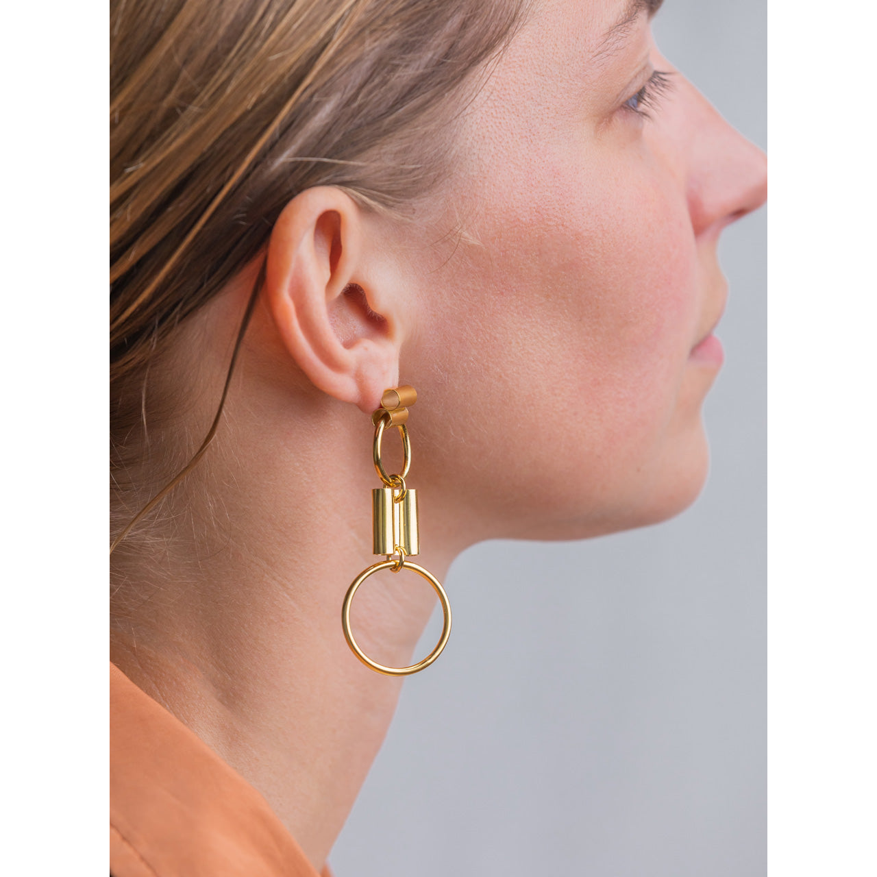 gold hoops tubes earrings