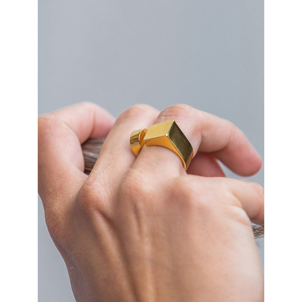 gold minimal open statement ring