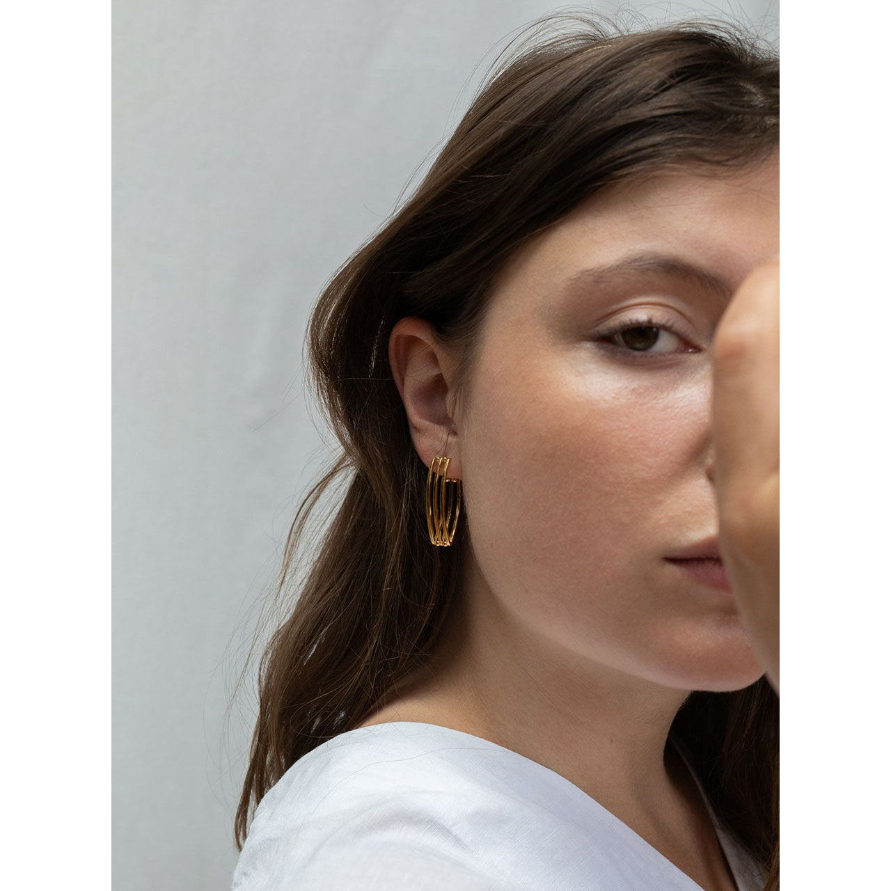 open grid hoop earrings