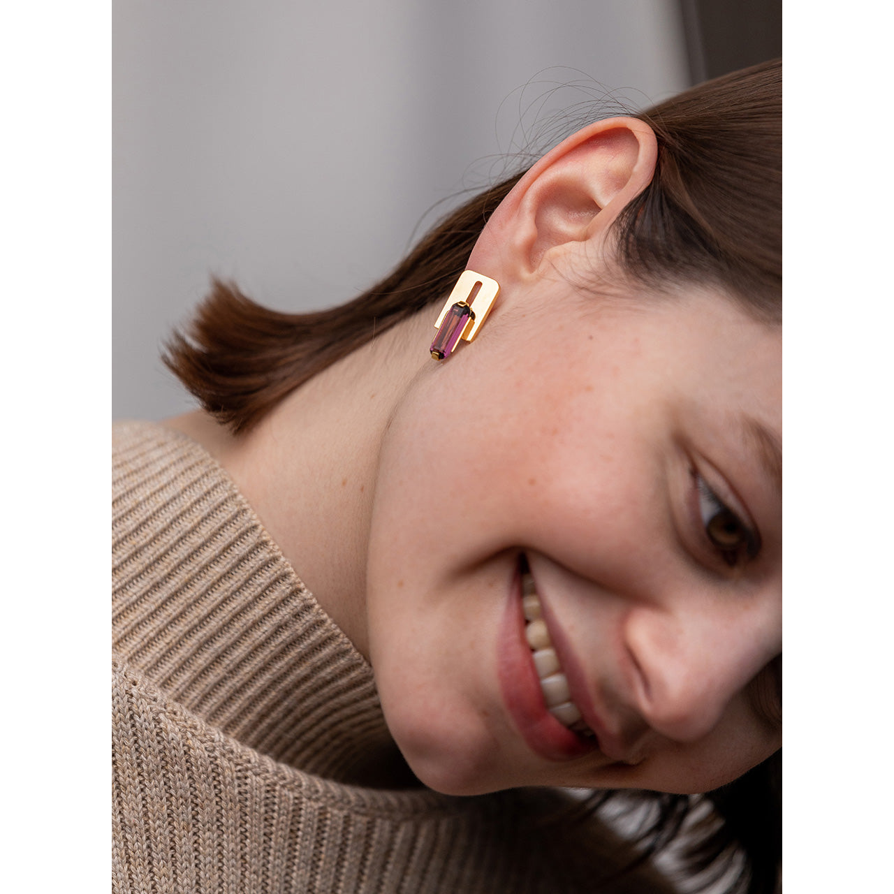 tilde earrings with vintage purple stones