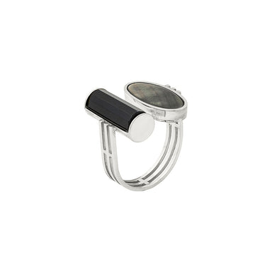 silver agate mother of pearl ring