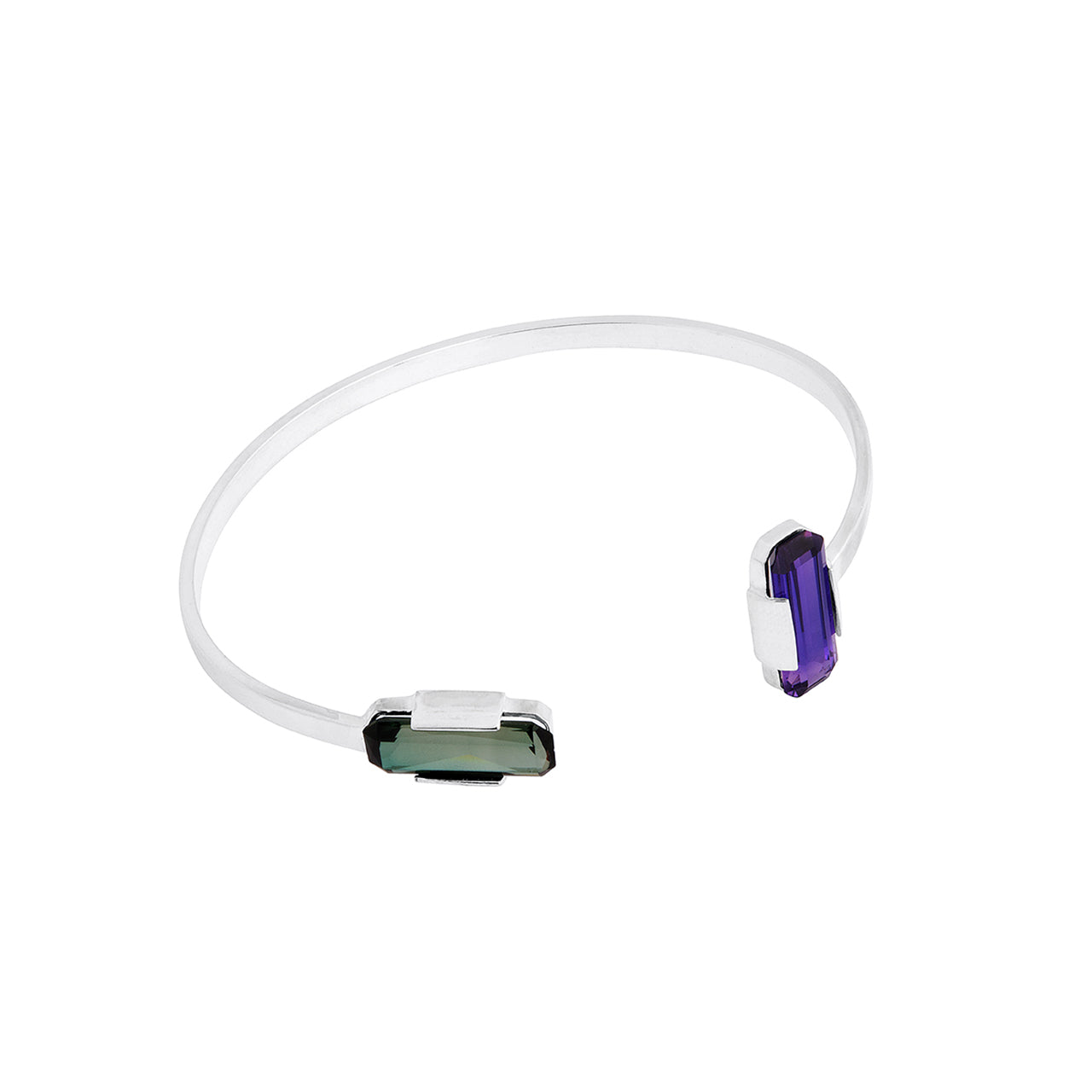 silver apex bracelet with vintage purple and green stones