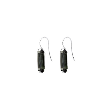 silver apex hook earrings with vintage green stone
