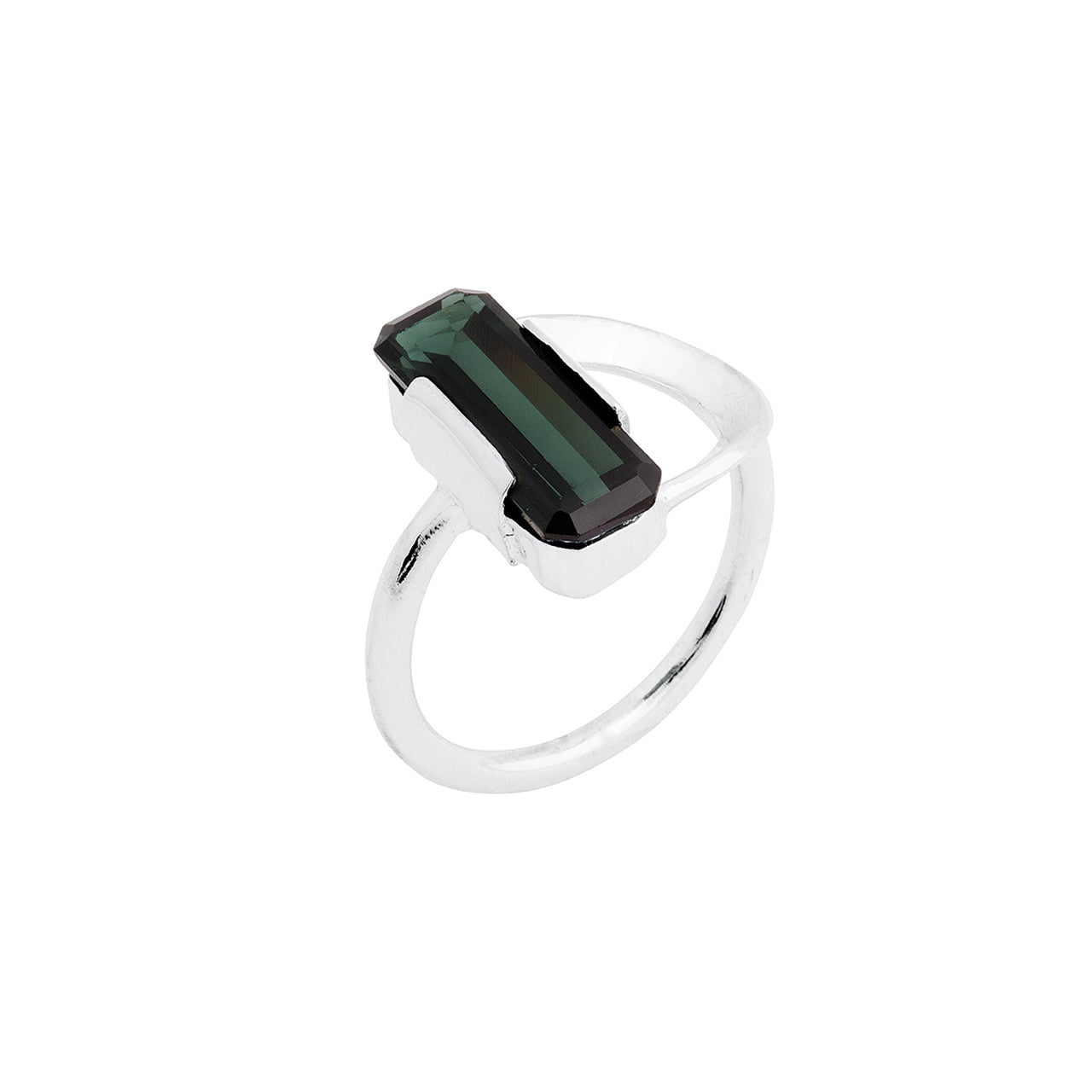 silver apex ring with vintage green stone