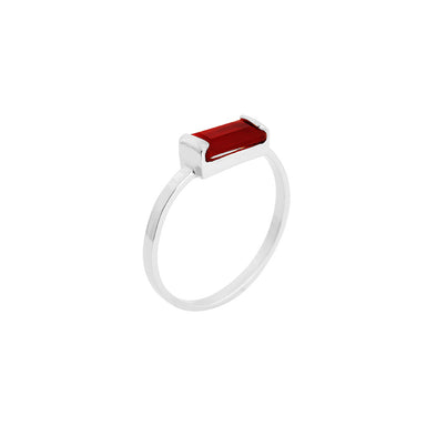 silver bar ring with carnelian agate