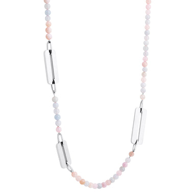 silver bracket necklace with morganite