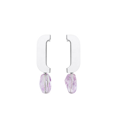 silver caps earrings with amethyst