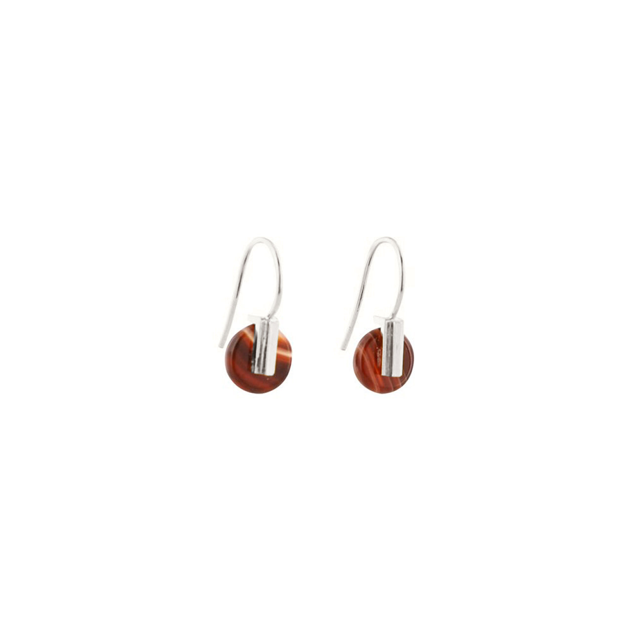 silver carnelian agate hook earrings