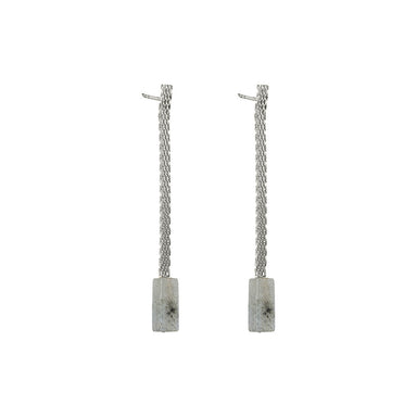silver chain labradorite earrings