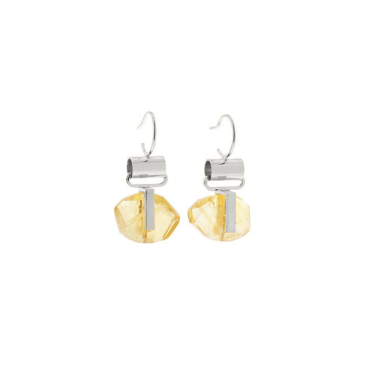 silver citrine hook earrings