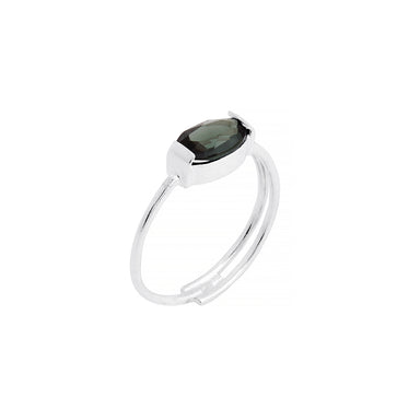 silver colon ring with vintage green stone
