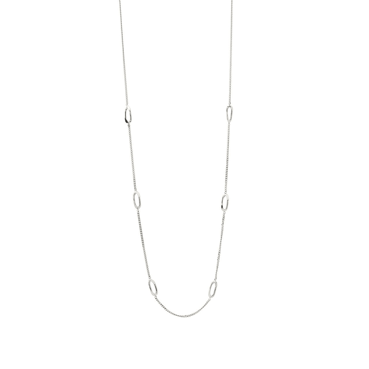 silver elegant long chain necklace