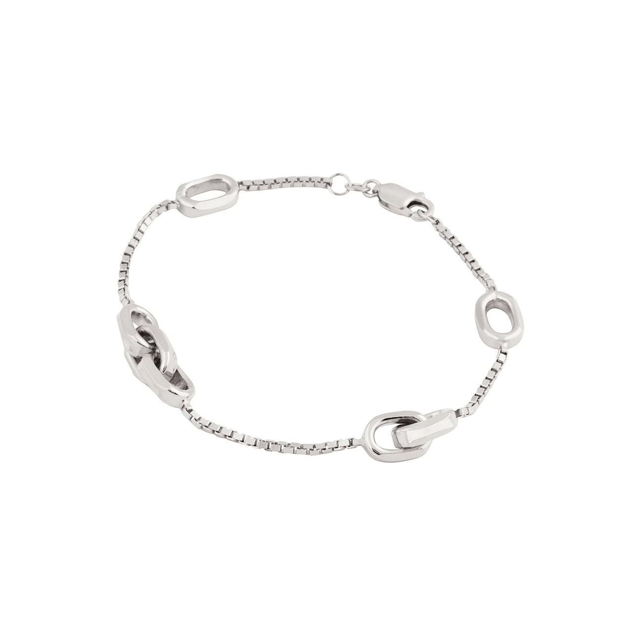 silver facet link bracelet