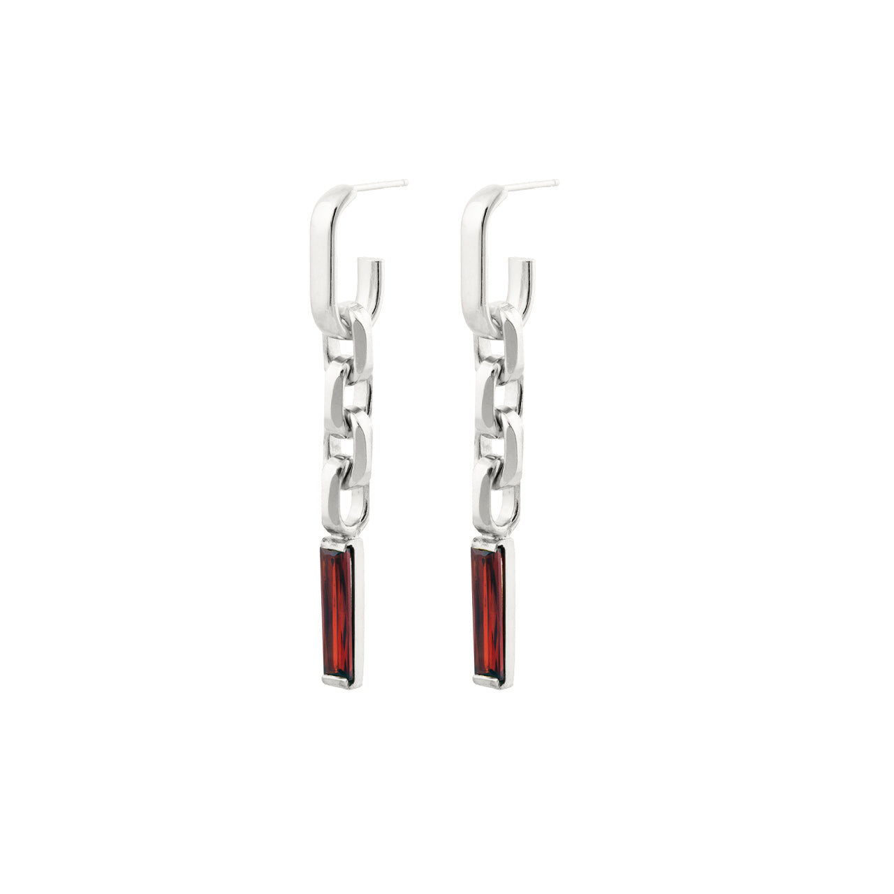 silver festive garnet statement earrings