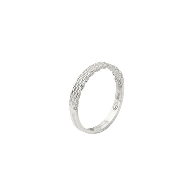 silver half textured ring