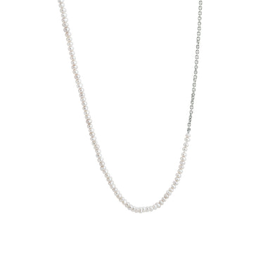 silver jacky necklace with white pearls