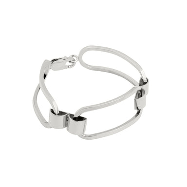 silver powerful curved element bracelet