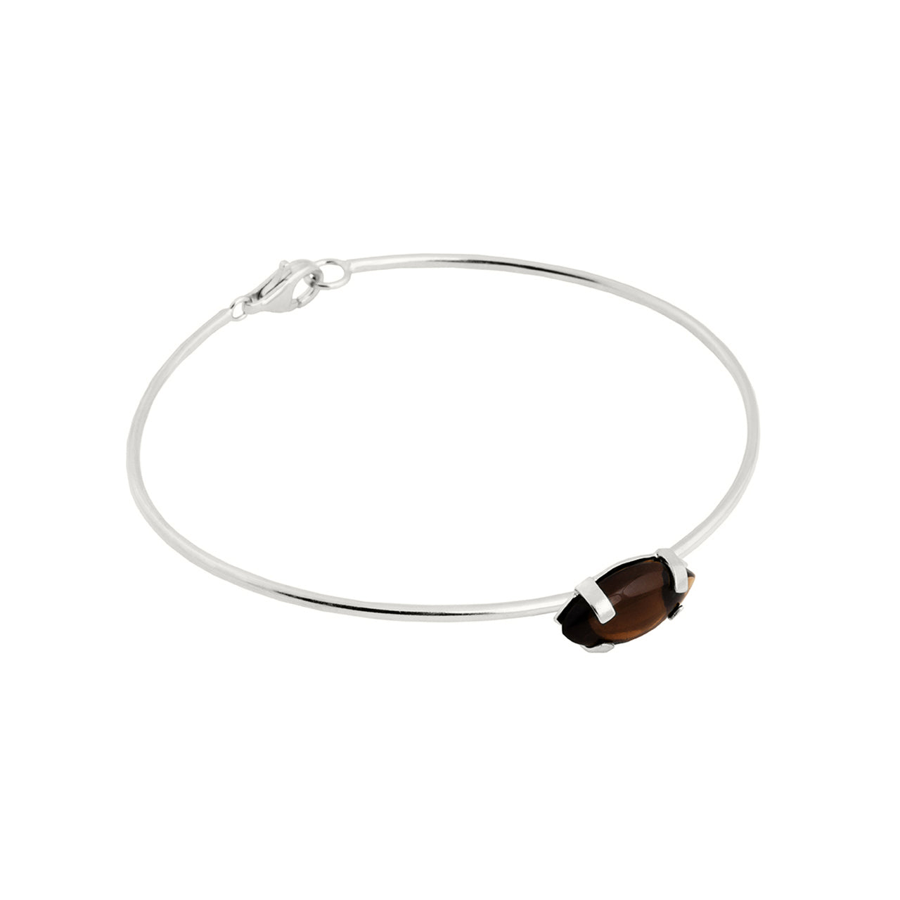 silver rigid smoky quartz bracelet