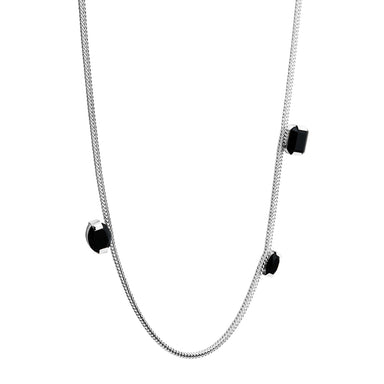 silver serif necklace with onyx