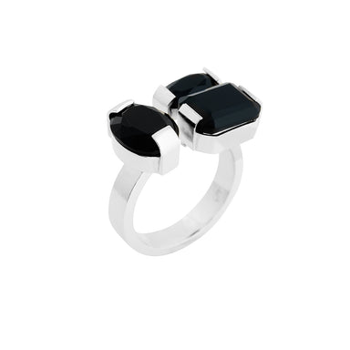 silver serif ring with onyx