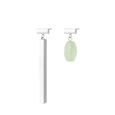 silver slash earrings with jade