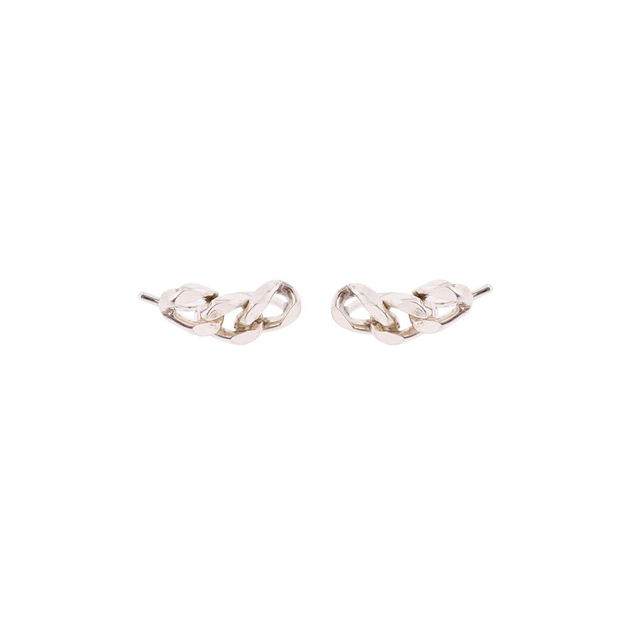 silver small post link earrings